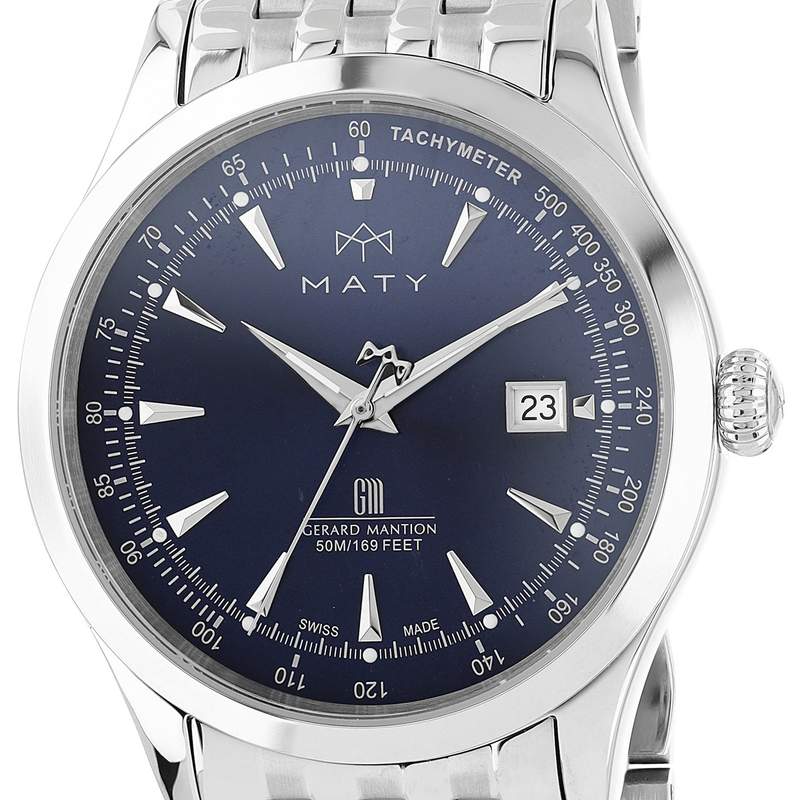 Montre MATY GM cadran bleu foncé bracelet acier - vue 6
