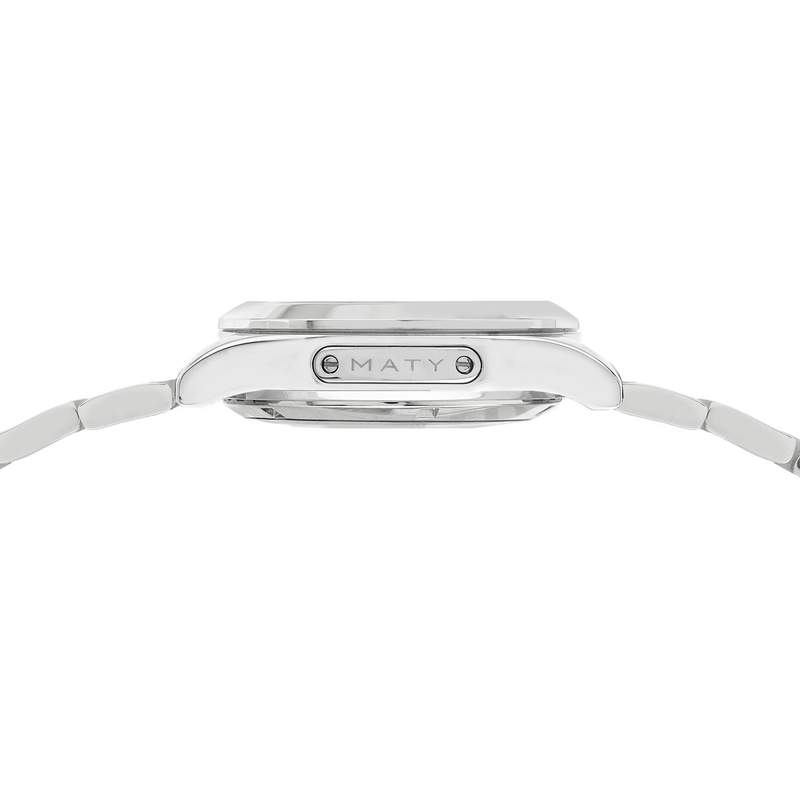 Montre MATY GM automatique chronographe cadran gris bracelet acier - vue D1