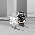MATY GM automatisch chronograaf horloge zwarte wijzerplaat zwart lederen band - bekijk D3