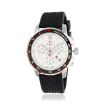 Montre MATY GM chronographe cadran blanc bracelet caoutchouc noir - vue 1