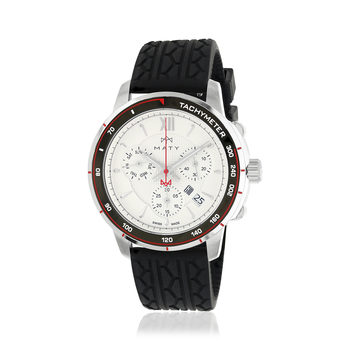 Montre MATY GM chronographe cadran blanc bracelet caoutchouc noir