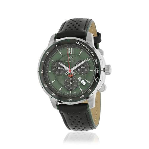 MATY GM chronograph watch green dial green leather strap