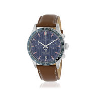 Montre MATY GM chronographe cadran bleu bracelet cuir marron