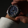 Montre MATY GM chronographe cadran bleu bracelet cuir marron - vue Vporté 1