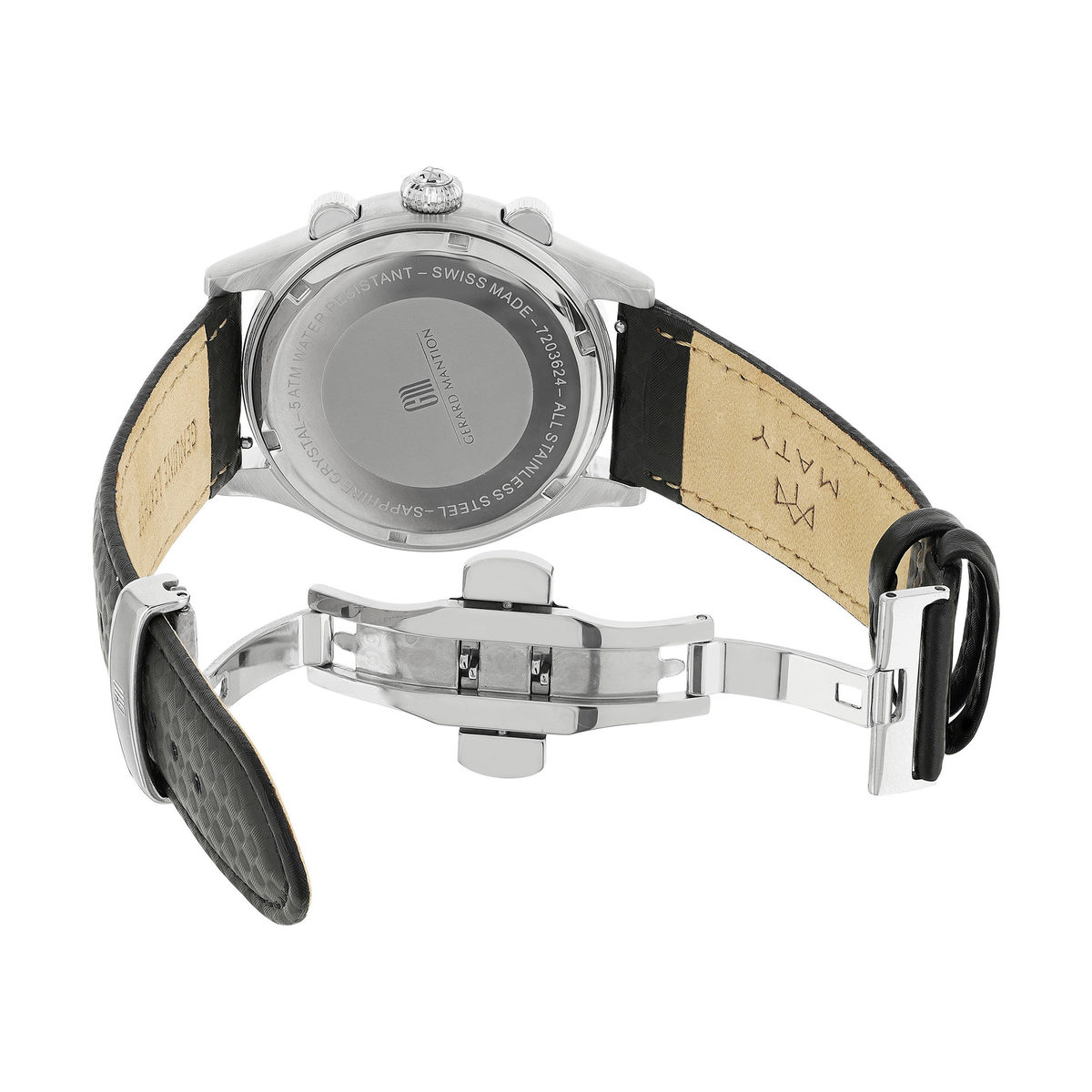 Montre MATY GM chronographe cadran taupe bracelet cuir noir - vue 4