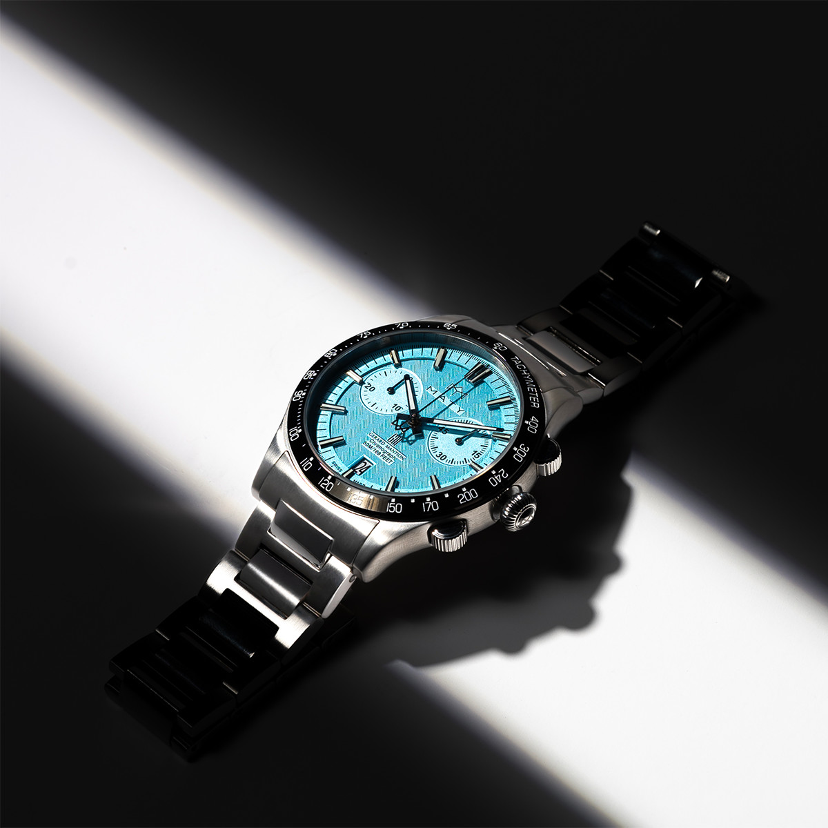 Montre MATY GM chronographe cadran bleu bracelet acier - vue D4