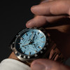Montre MATY GM chronographe cadran bleu bracelet acier - vue Vporté 1