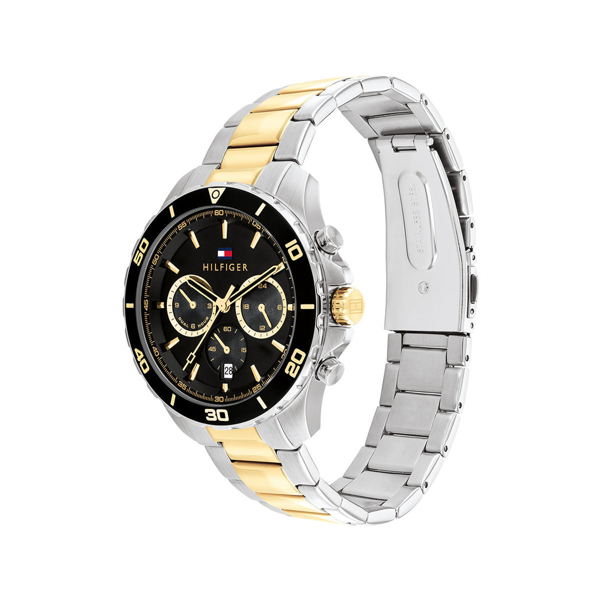 Montre TOMMY HILFIGER jordan homme bracelet acier inoxydable bicolore jaune - vue 2