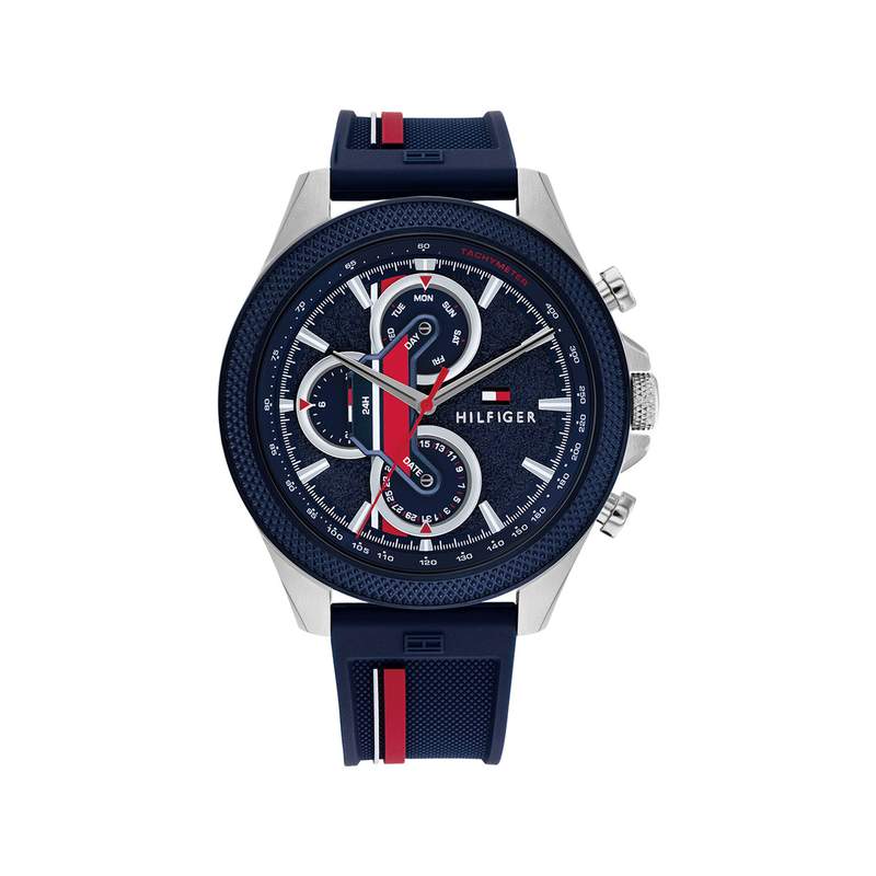 Montre TOMMY HILFIGER clark homme bracelet silicone bleu - vue 1