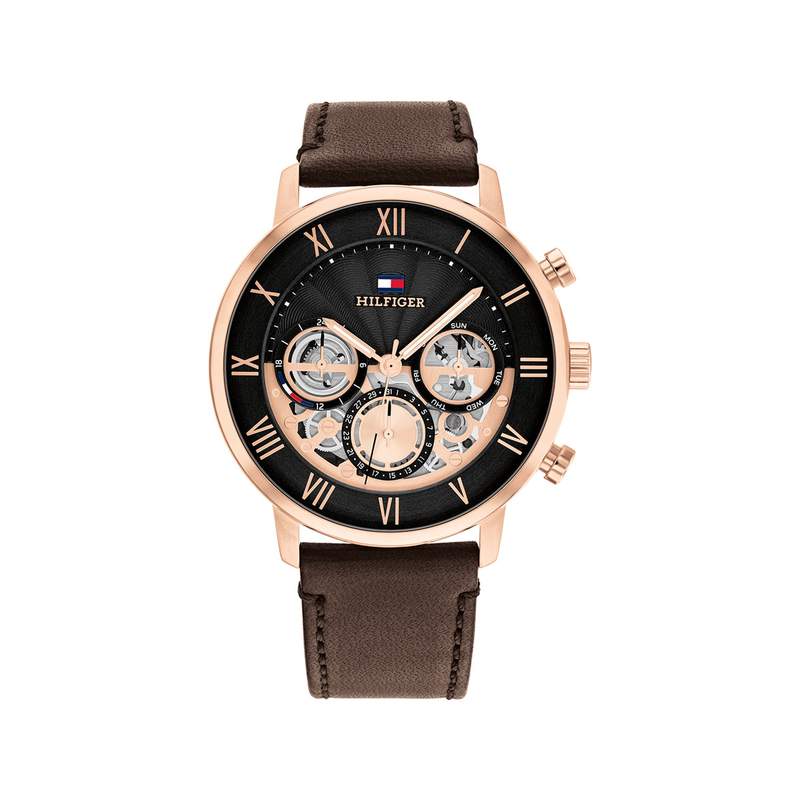 Montre TOMMY HILFIGER legend homme bracelet cuir noir - vue 1