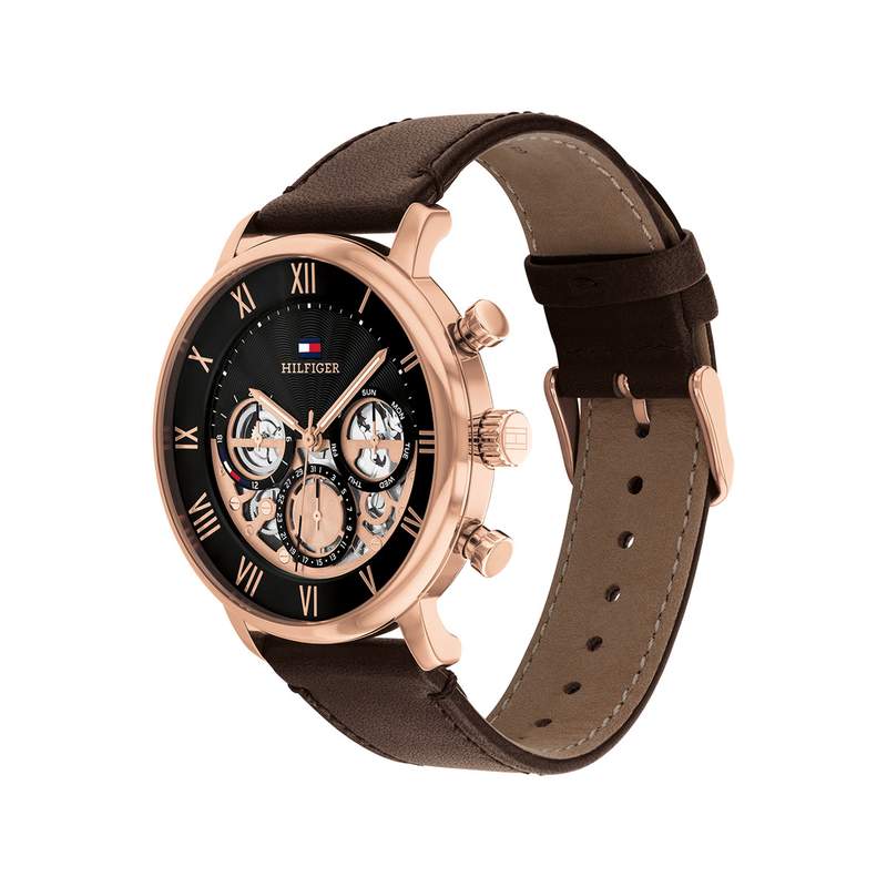 Montre TOMMY HILFIGER legend homme bracelet cuir noir - vue 2