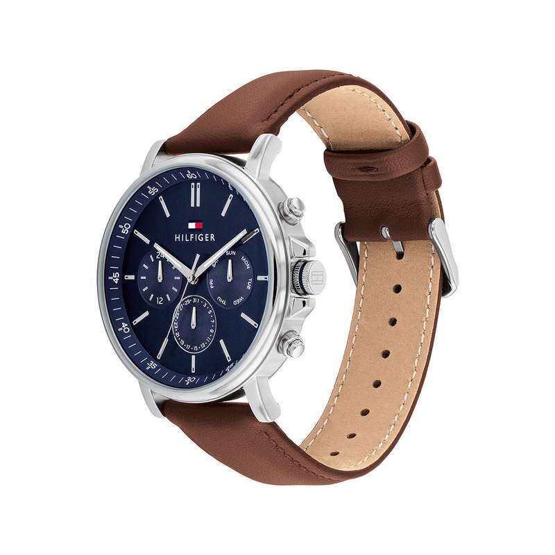Montre TOMMY HILFIGER tyson homme bracelet cuir marron - vue 2