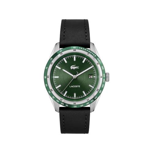Montre LACOSTE everett homme bracelet cuir noir