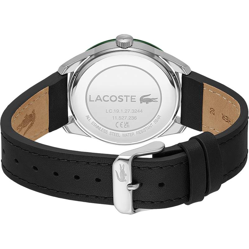 Montre LACOSTE everett homme bracelet cuir noir - vue 3
