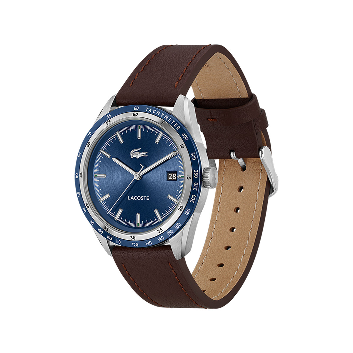 Montre LACOSTE everett homme bracelet cuir marron - vue 2