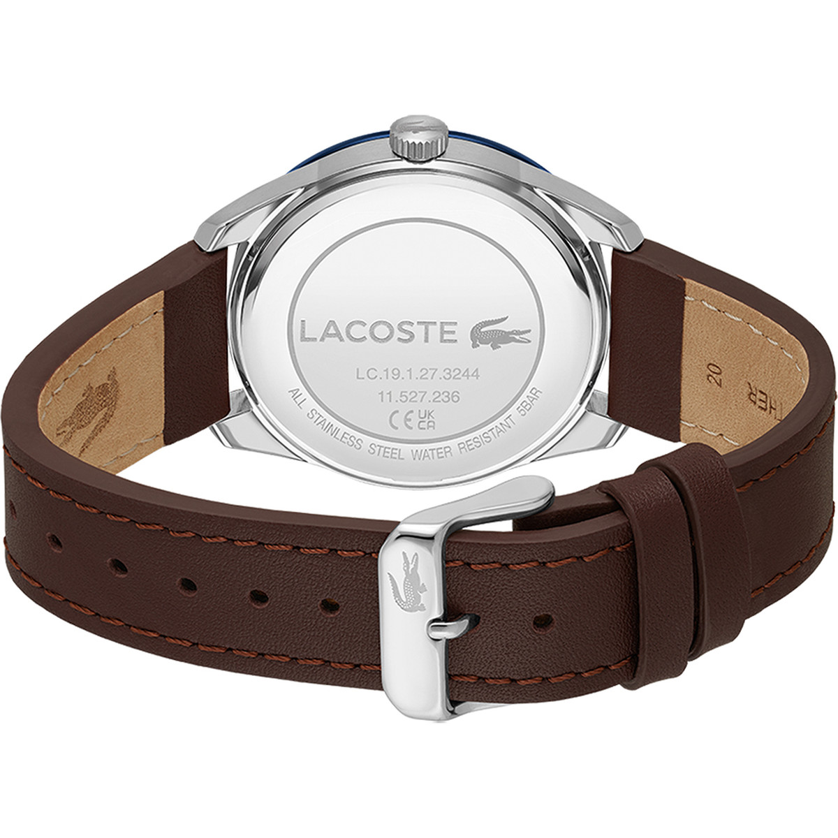 Montre LACOSTE everett homme bracelet cuir marron - vue 3