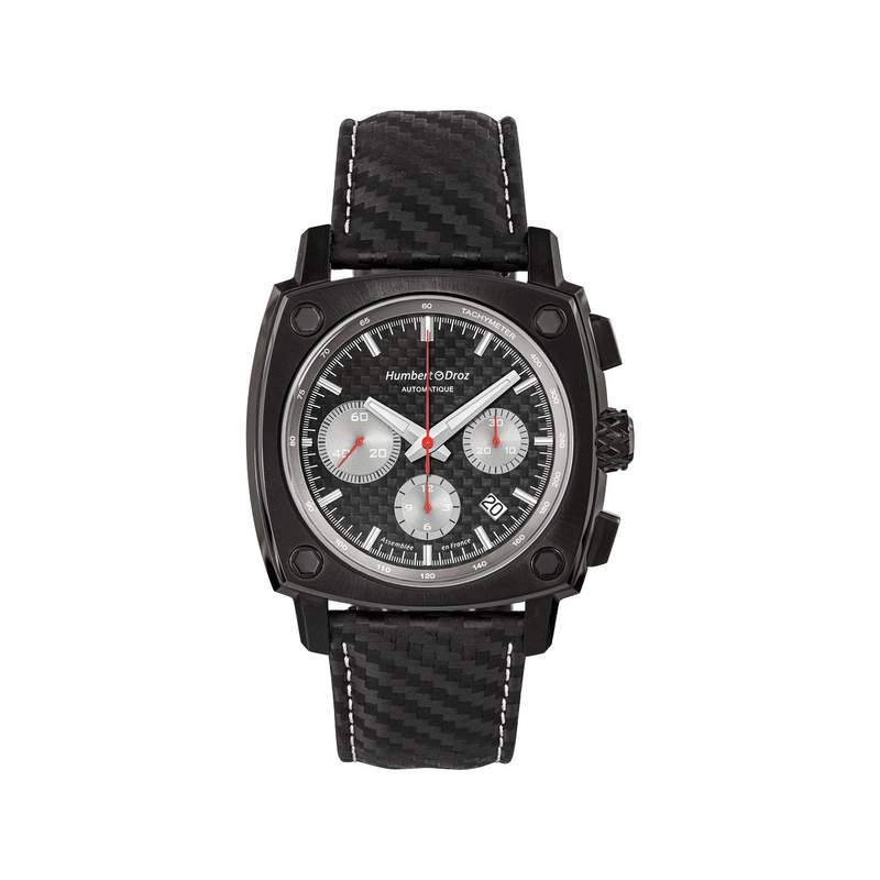 Montre HUMBERT-DROZ hd7 homme chronographe, bracelet cuir noir - vue 1