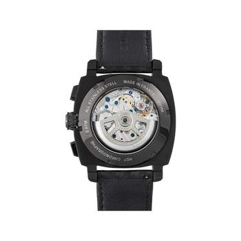 HUMBERT-DROZ hd7 heren chronograaf horloge, zwarte leren band