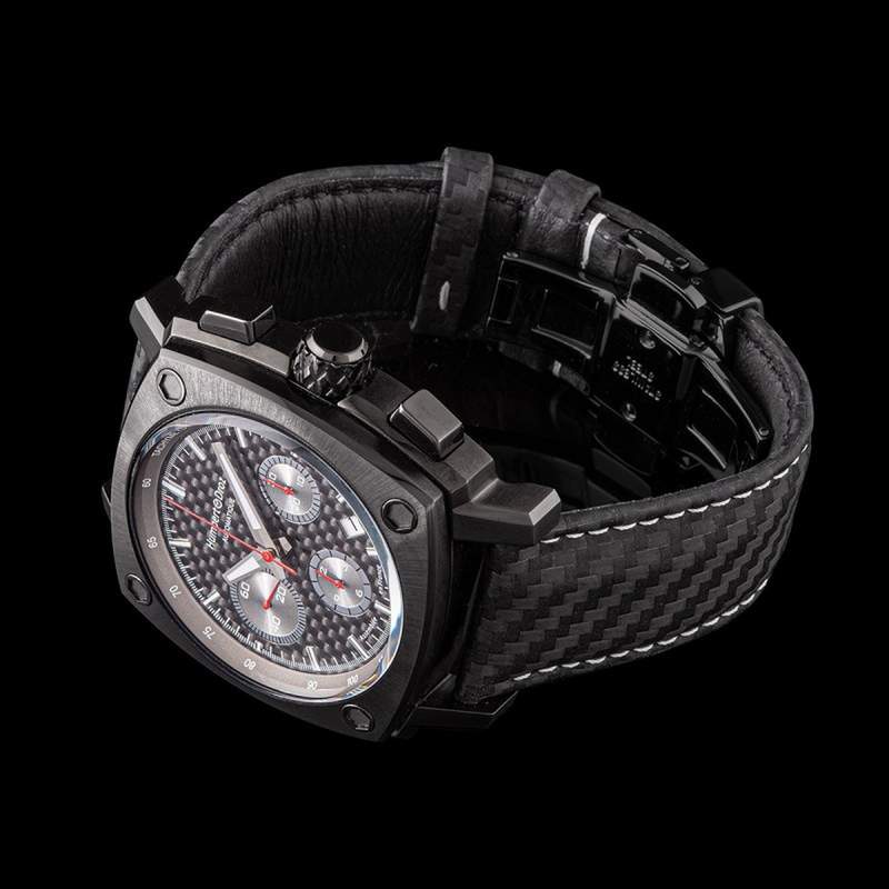 Montre HUMBERT-DROZ hd7 homme chronographe, bracelet cuir noir - vue D1
