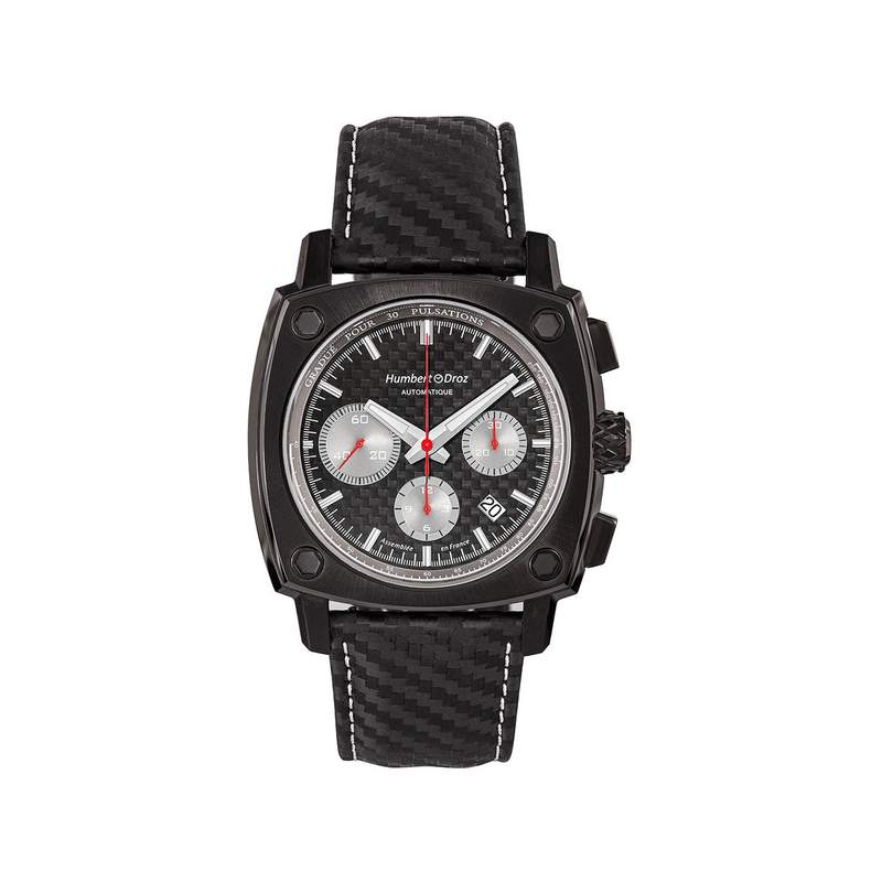 Montre HUMBERT-DROZ hd7 homme chronographe, bracelet cuir noir - vue 1