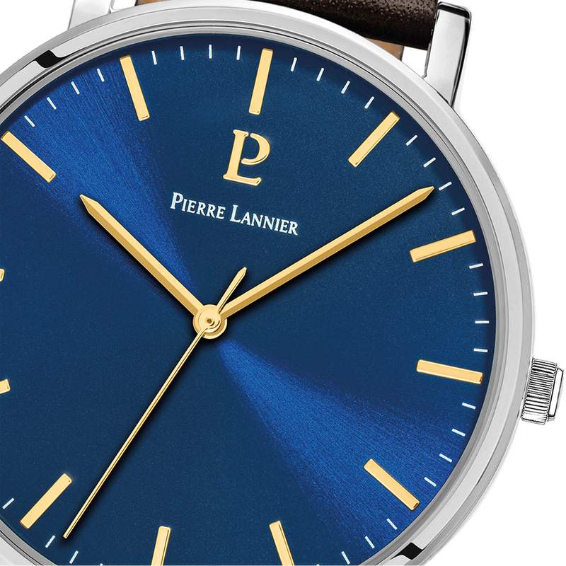 Montre PIERRE LANNIER essential homme bracelet cuir brun - vue D2