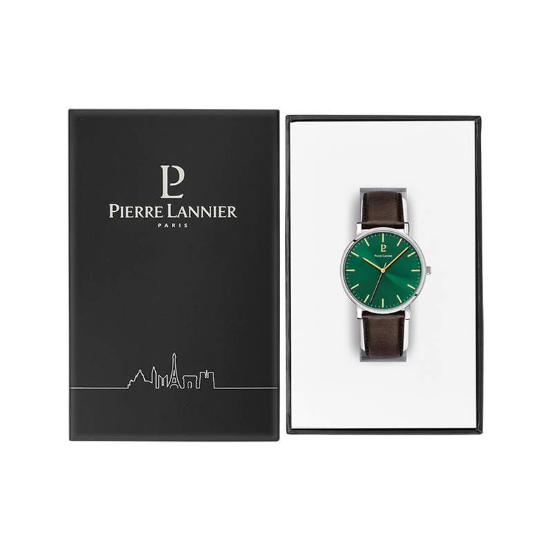 Montre PIERRE LANNIER essential homme bracelet cuir brun - vue D1