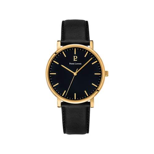 PIERRE LANNIER essential men's watch with black leather strap