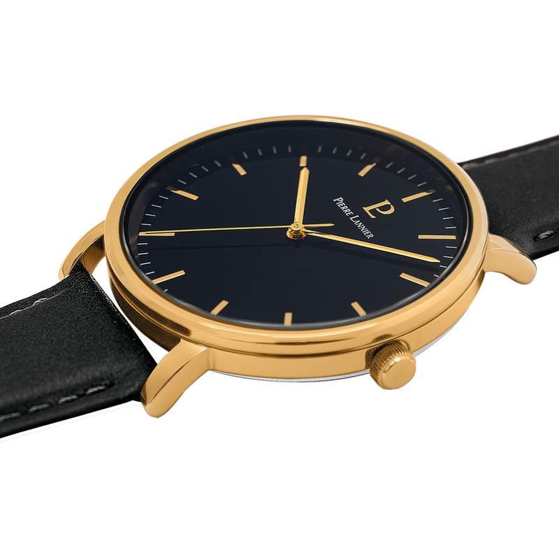 Montre PIERRE LANNIER essential homme bracelet cuir noir - vue 2