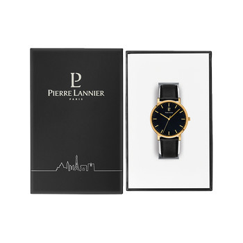 PIERRE LANNIER essential men's watch with black leather strap