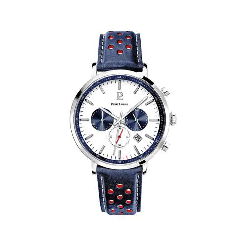 PIERRE LANNIER baron herenhorloge met blauwe leren band