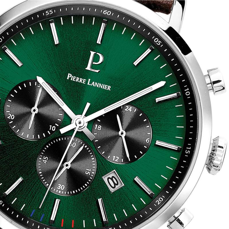 Montre PIERRE LANNIER baron homme bracelet cuir brun - vue D2