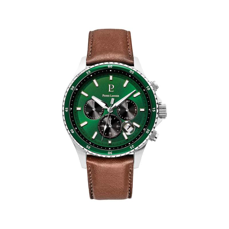 Montre PIERRE LANNIER cronos homme bracelet cuir brun - vue 1