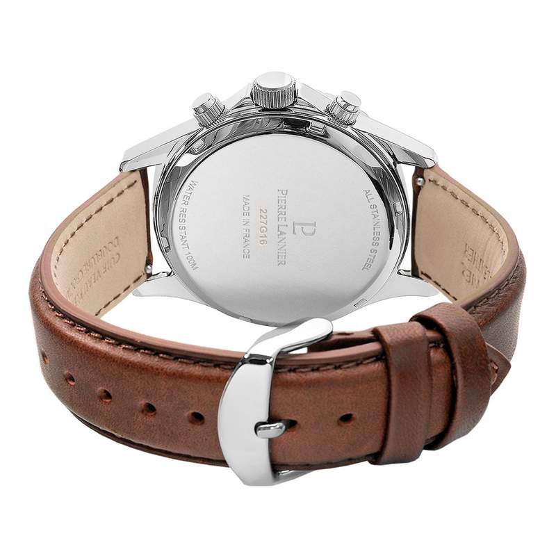 Montre PIERRE LANNIER cronos homme bracelet cuir brun - vue 3