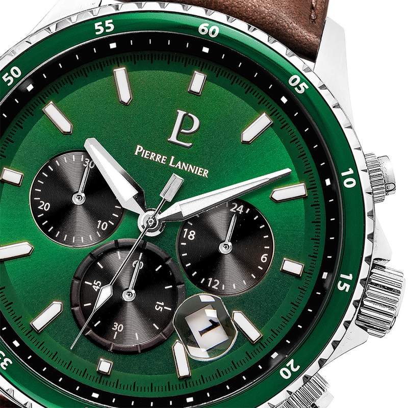 Montre PIERRE LANNIER cronos homme bracelet cuir brun - vue D2