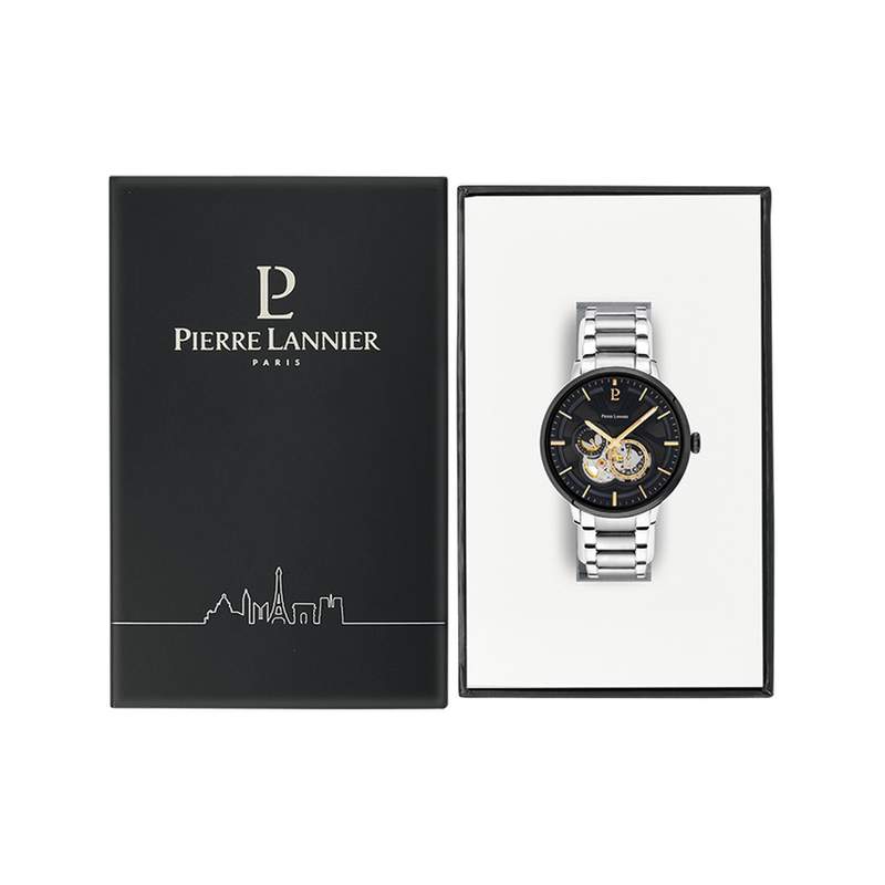 Montre PIERRE LANNIER trio homme automatique, bracelet acier - vue D1