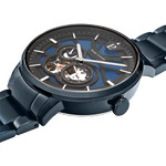 Montre PIERRE LANNIER trio homme automatique, bracelet acier bleu - vue 2
