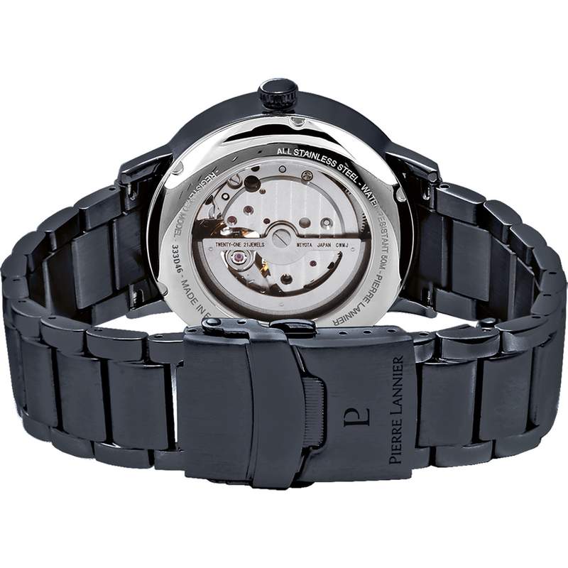 Montre PIERRE LANNIER trio homme automatique, bracelet acier bleu - vue 3