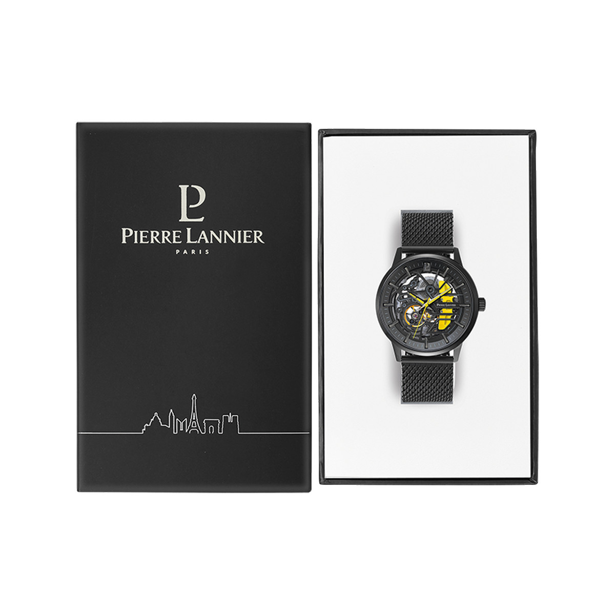 Montre PIERRE LANNIER paddock homme automatique, bracelet acier noir - vue D1