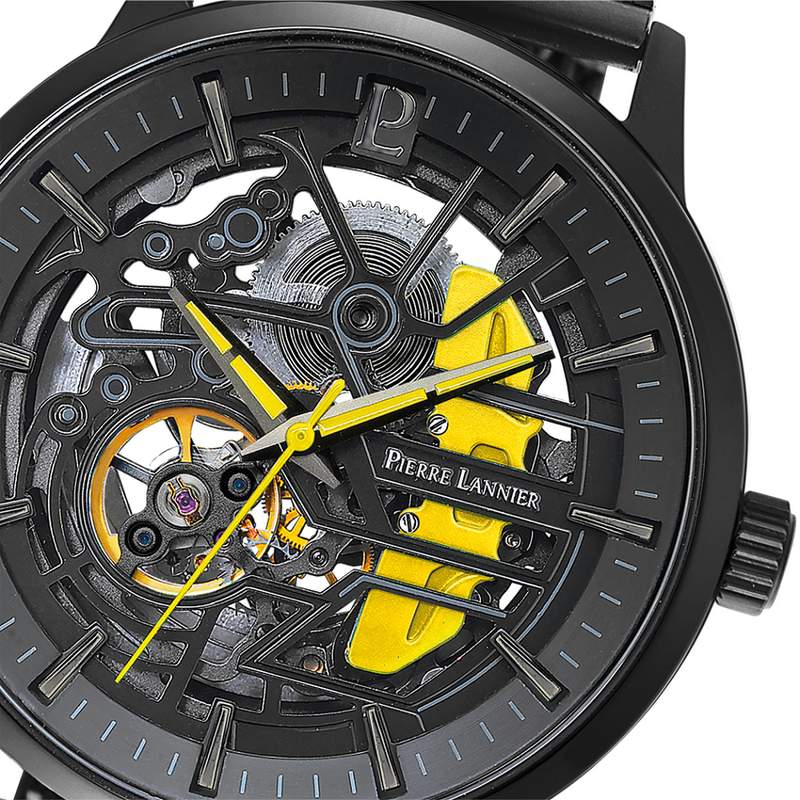 Montre PIERRE LANNIER paddock homme automatique, bracelet acier noir - vue D2