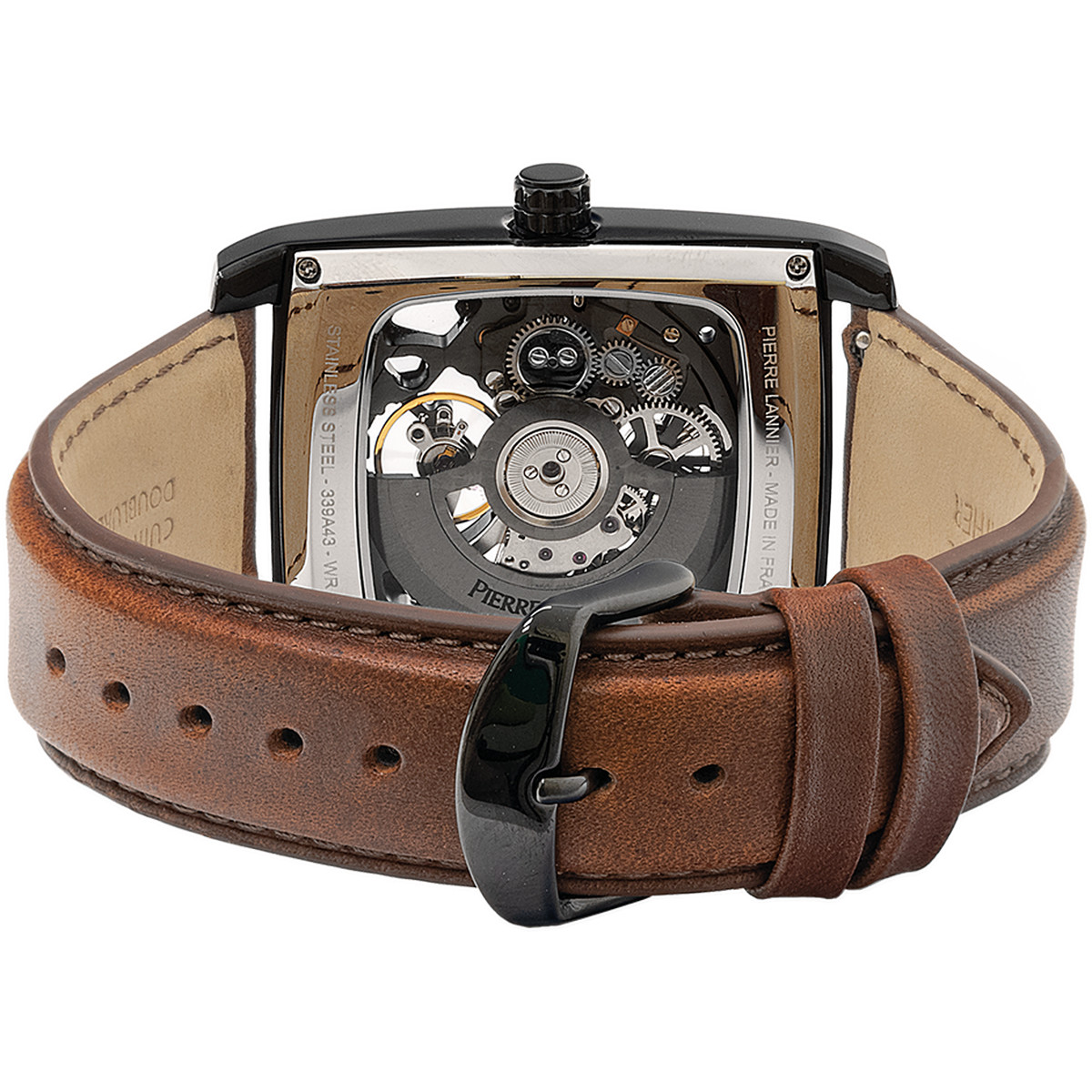 Montre PIERRE LANNIER hector homme automatique, bracelet cuir brun - vue 3