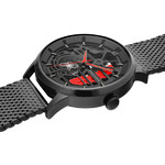 Coffret Montre PIERRE LANNIER paddock homme automatique bracelet acier milanais noir et bracelet cuir noir - vue 2