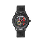 Coffret Montre PIERRE LANNIER paddock homme automatique bracelet acier milanais noir et bracelet cuir noir - vue D1