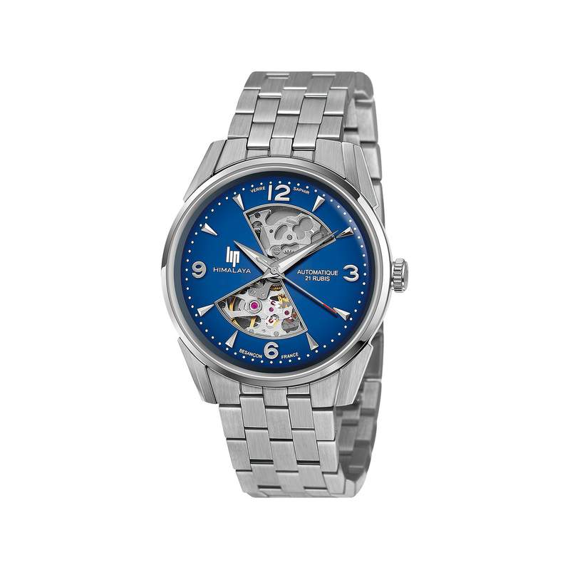 Montre LIP Himalaya Sablier homme automatique cadran bleu bracelet acier boitier acier inoxydable 40mm - vue 1