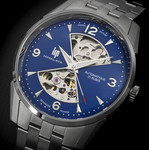 Montre LIP Himalaya Sablier homme automatique cadran bleu bracelet acier boitier acier inoxydable 40mm - vue D1
