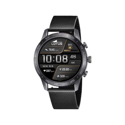 Montre LOTUS smartwatch homme connecté, bracelet acier noir