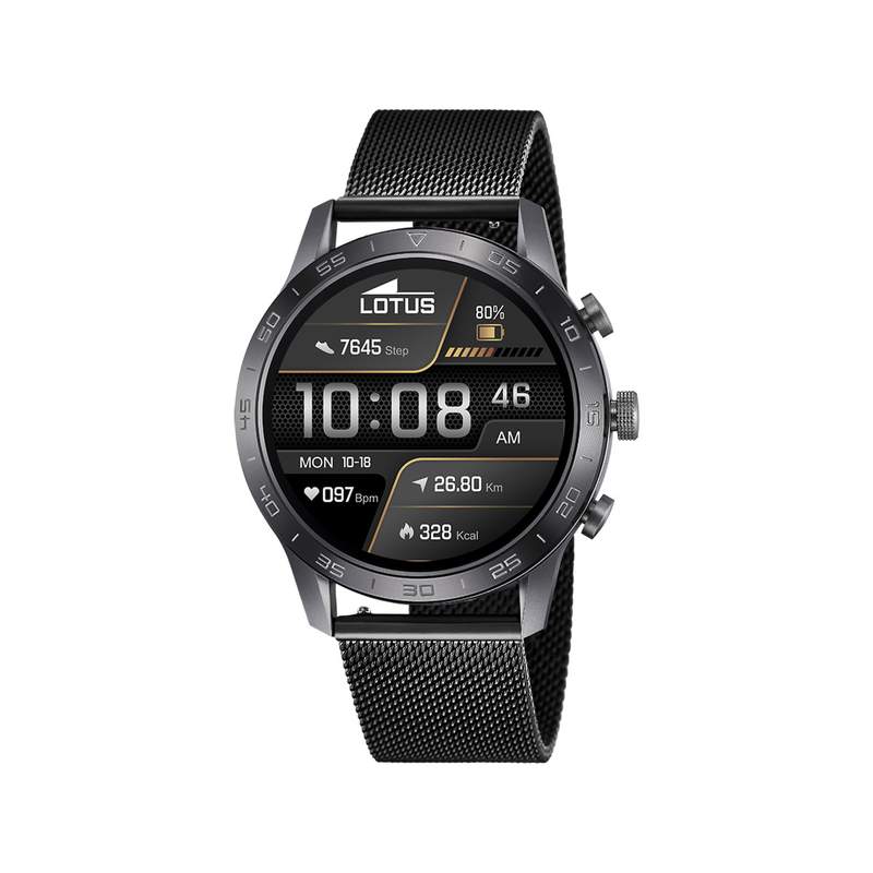 Montre LOTUS smartwatch homme connecté, bracelet acier noir - vue 1