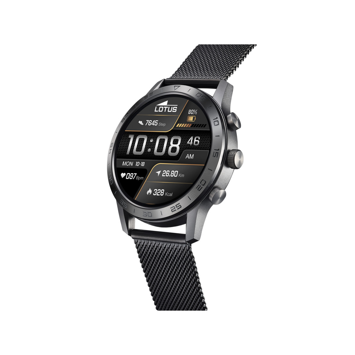 Montre LOTUS smartwatch homme connecté, bracelet acier noir - vue 2