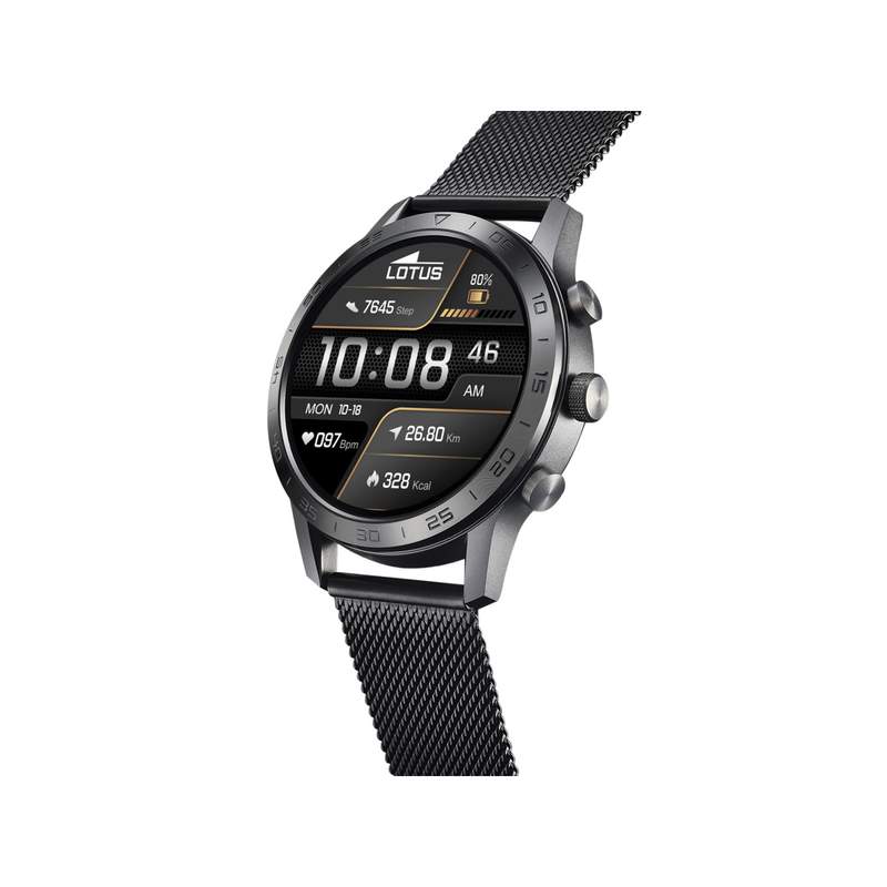 Montre LOTUS smartwatch homme connecté, bracelet acier noir - vue 2