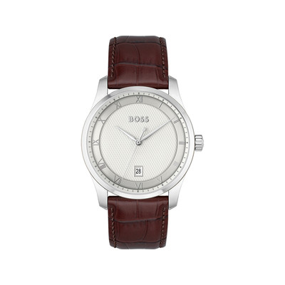 BOSS-herenhorloge met bruine leren band - afbeelding 1