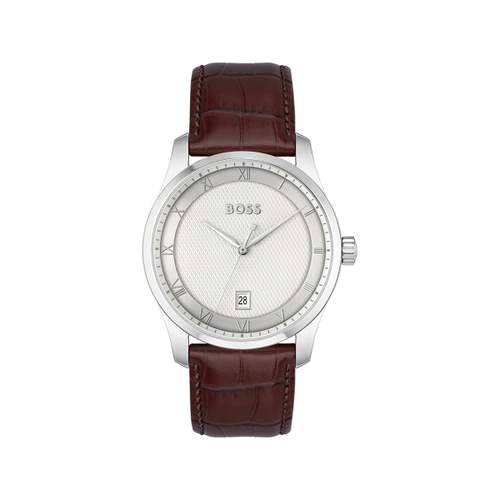 Montre BOSS business homme bracelet cuir marron